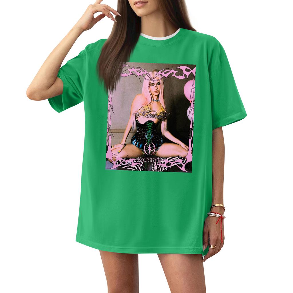 Women's Casual Printed T-Shirt Round Neck Pullover Short Sleeve Top