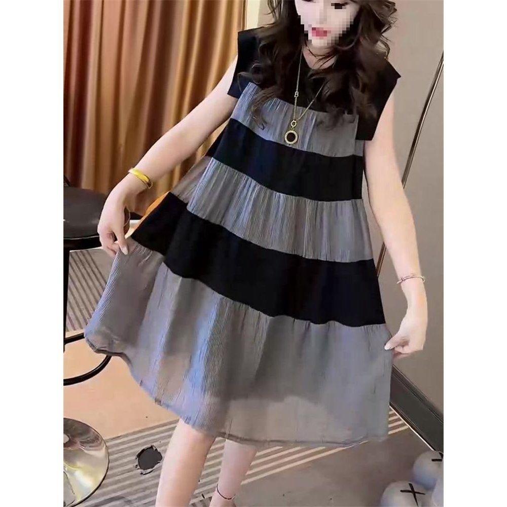 Dress women's summer new Korean version style thin ruffle edge sleeveless foreign contrast skirt