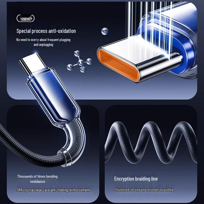 120W Dual Type-C Fast Charging Cable for iPhone 16/15 Pro & Huawei - PD Compatible