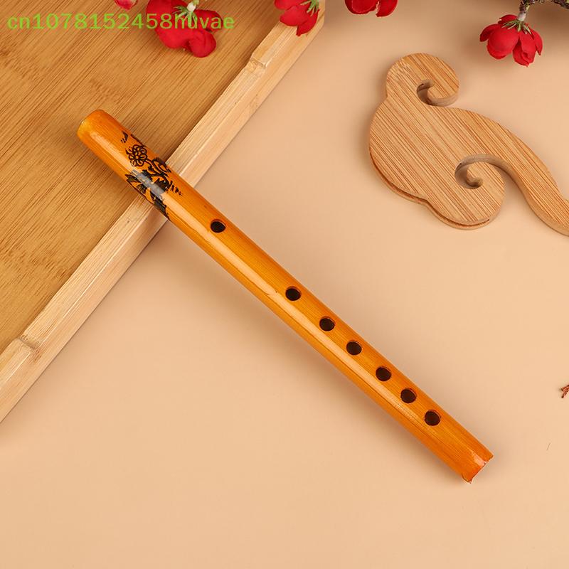 1 Pc Chinese Traditional 6 Holes Bamboo Flute Vertical Clarinet Student Musical Instrument Wooden Color Flute For Beginner
