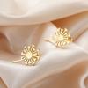 Teamer Dandelion Stud Earring for Women Girls Gold Color Stainless Steel Small Ear Studs Flower Style Fashion Zircon Gift