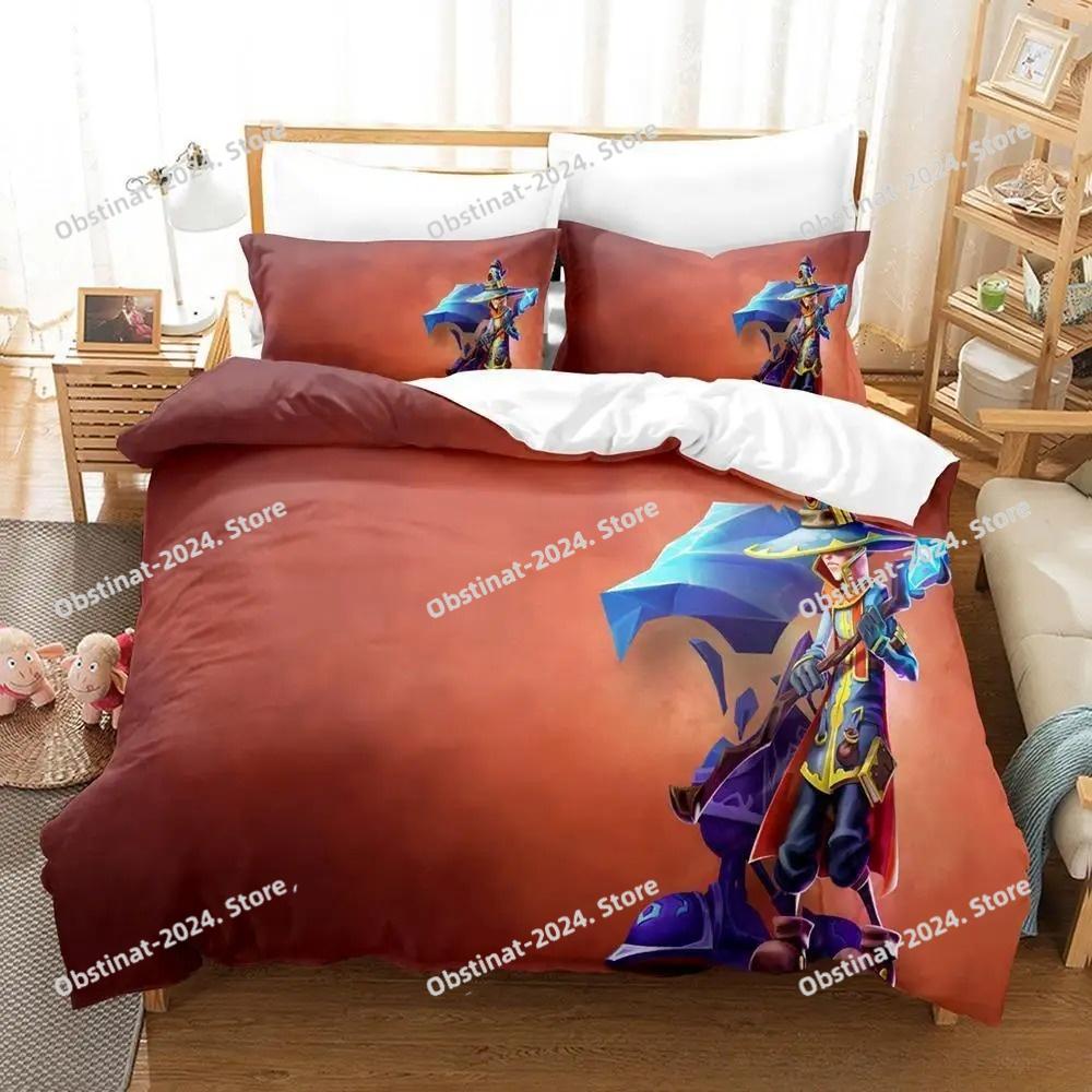 Neues 3D-gedrucktes Spiel Dungeon Defenders Bettwäsche-Set Cartoon Anime Dreiteiliges Set Erwachsener Kind Schlafzimmer Bettbezug-Sets Heimtextilien