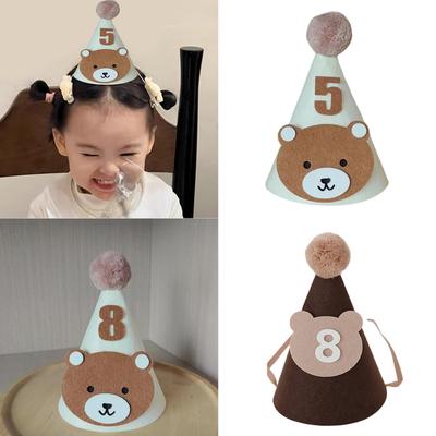 Liebevolle Bären-Geburtstagsparty-Hut für Kinder 1-9T Bequeme Zahlen-Partykappe für Säuglinge, Babypartys und Feiern