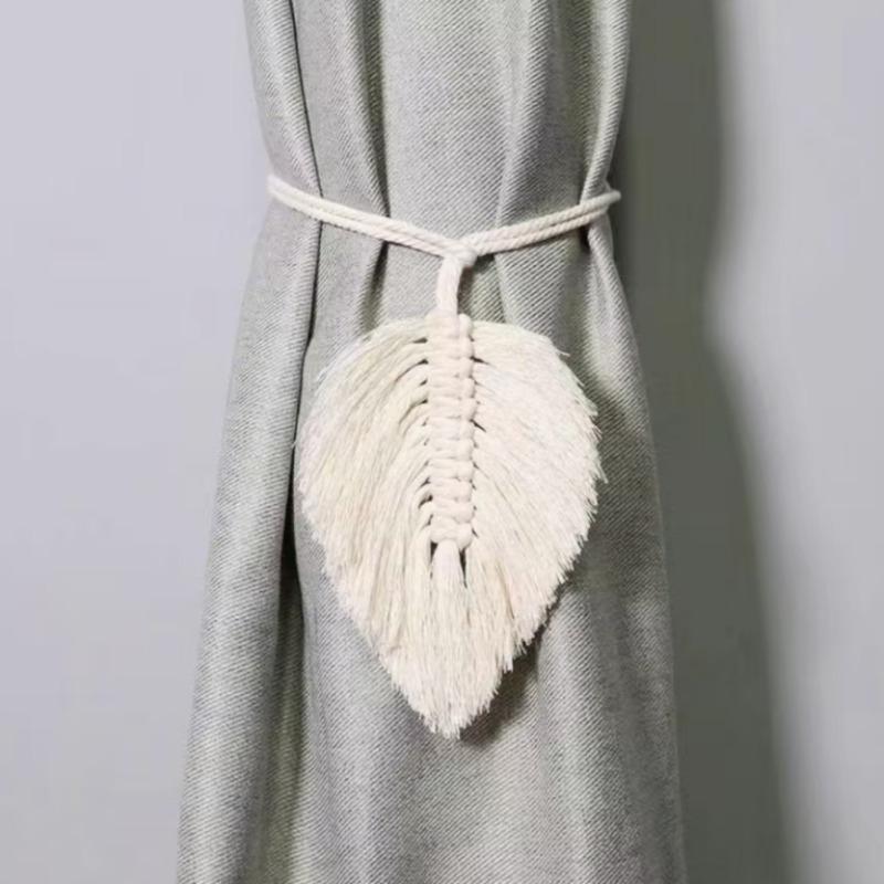 1pcs Adjustable Curtain Straps Bohemian Style Polyester Decorative Holdbacks with Leaf-Shaped Accents, Multi-Purpose Straps for Home & Office Decor