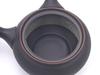 Y4063 Tokoname ware flat-type black teapot with reddish-brown glaze, 360cc capacity, made in Japan.