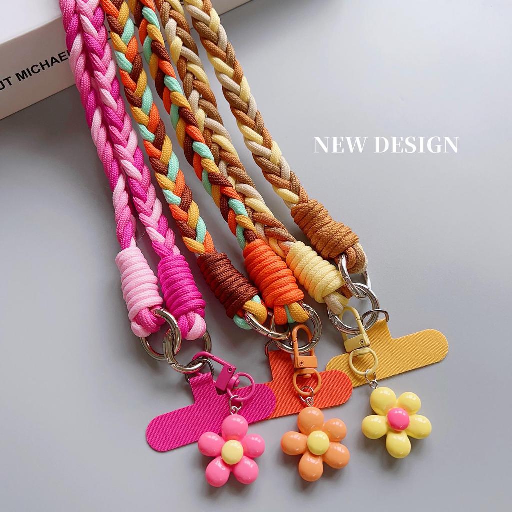 Trendy Multicolor Adjustable Crossbody Phone Lanyard - Thick Braided Anti-Drop Chain