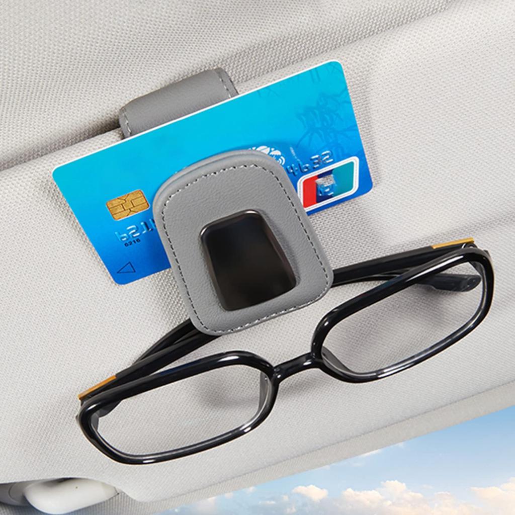 Yamlten Auto-Sonnenblenden-Brillen-Leder-Auto-Brillen-Clip für Wildleder-Material Kartenaufbewahrung Einfacher Khaki-Clip, Sonnenbrille, Clip, Ästhetisch, Einfach,