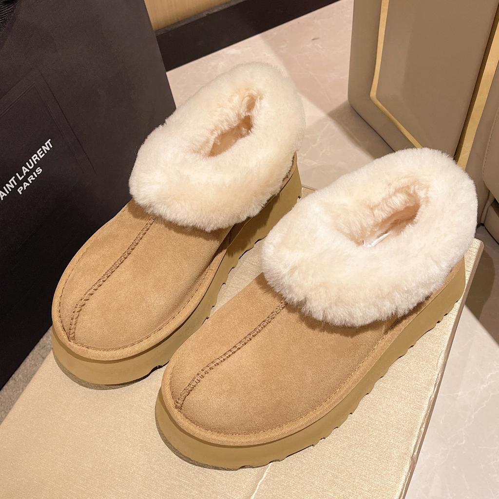 thick-soled snow boots women's new winter fashion versatile fur integrated fleece thickened warm cotton shoes
