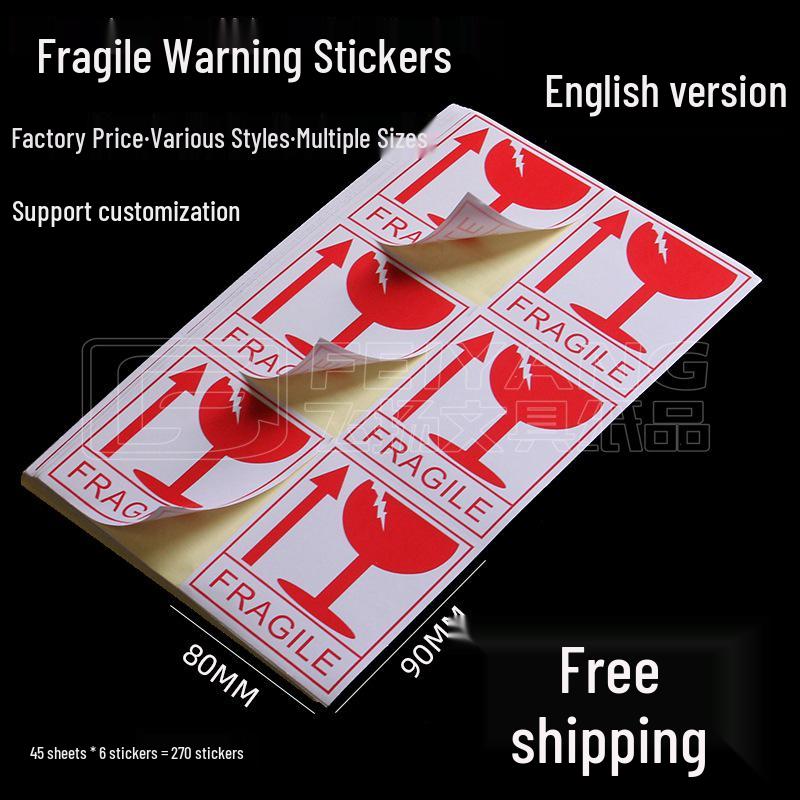 Fragile Handle with Care Stickers: Bilingual Adhesive Caution Labels for Delicate Items Boxes