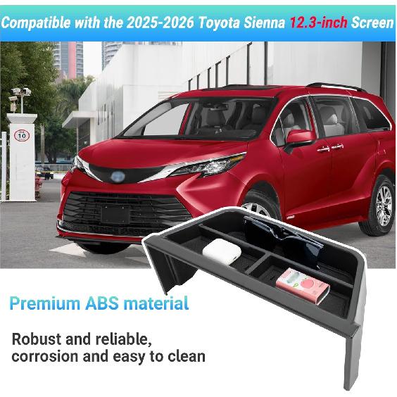 Center Console Organizer Dashboard Tray Compatible With 2025-2026 Toyota Sienna 12.3-Inch Screen Interior Accessories, Dashboard Storage Organizer
