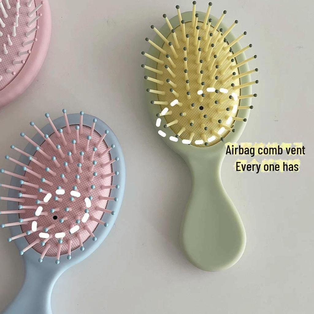 Portable Macaron Air Cushion Massage Comb for Students - Compact Beauty Hair Tool