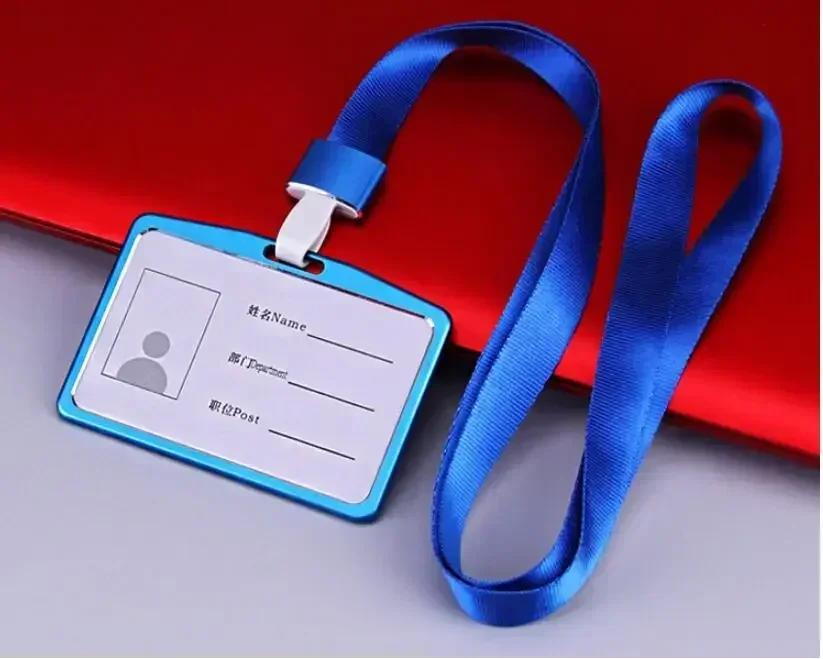 Credit Card Cover Women Aluminum Alloy Work Name Card Holders Case Business Work Card ID Badge Lanyard Holder Metal Bags