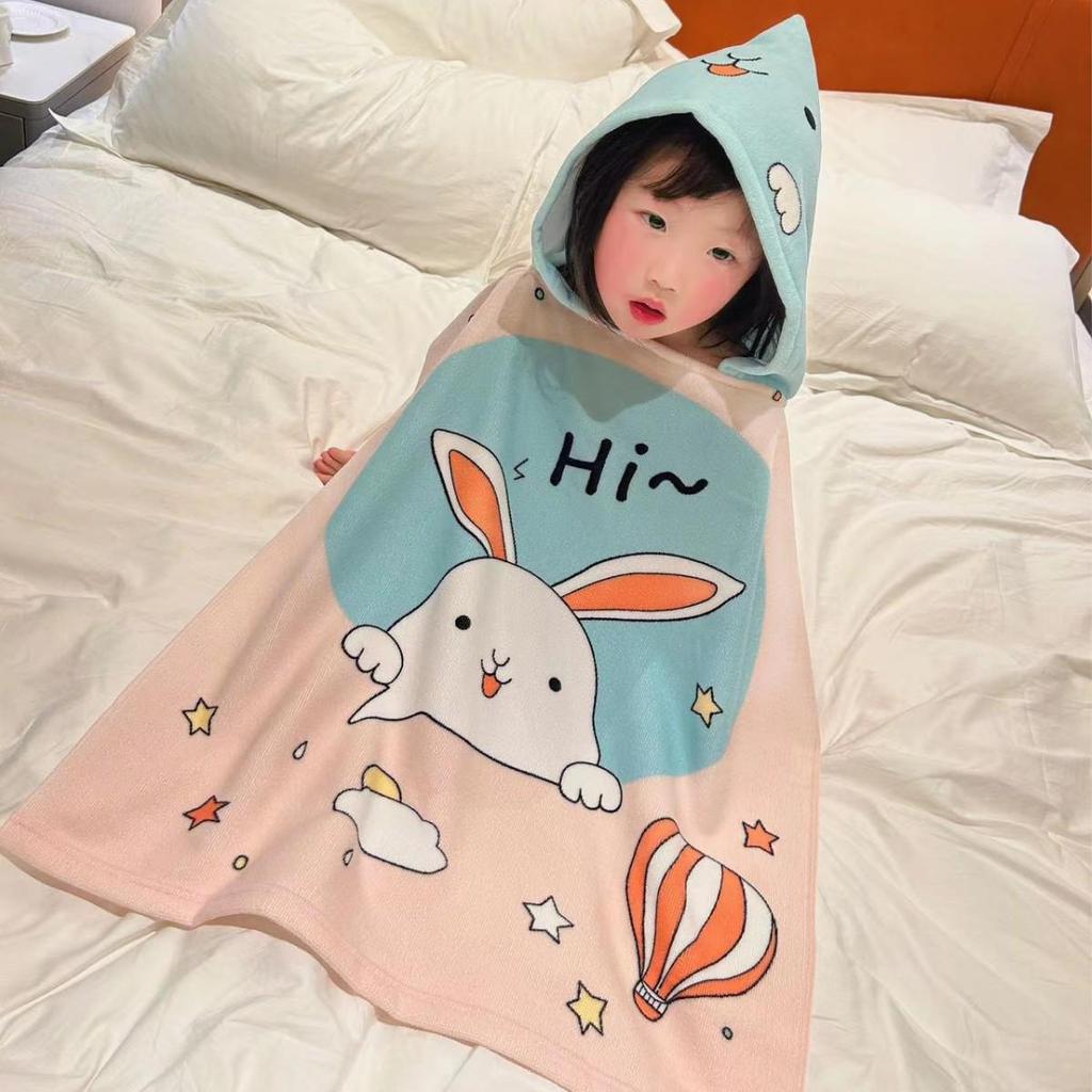 Adorable Cartoon Baby Bath Poncho - Soft, Skin-Friendly, Non-Shedding, Quick-Dry, Absorbent Towel