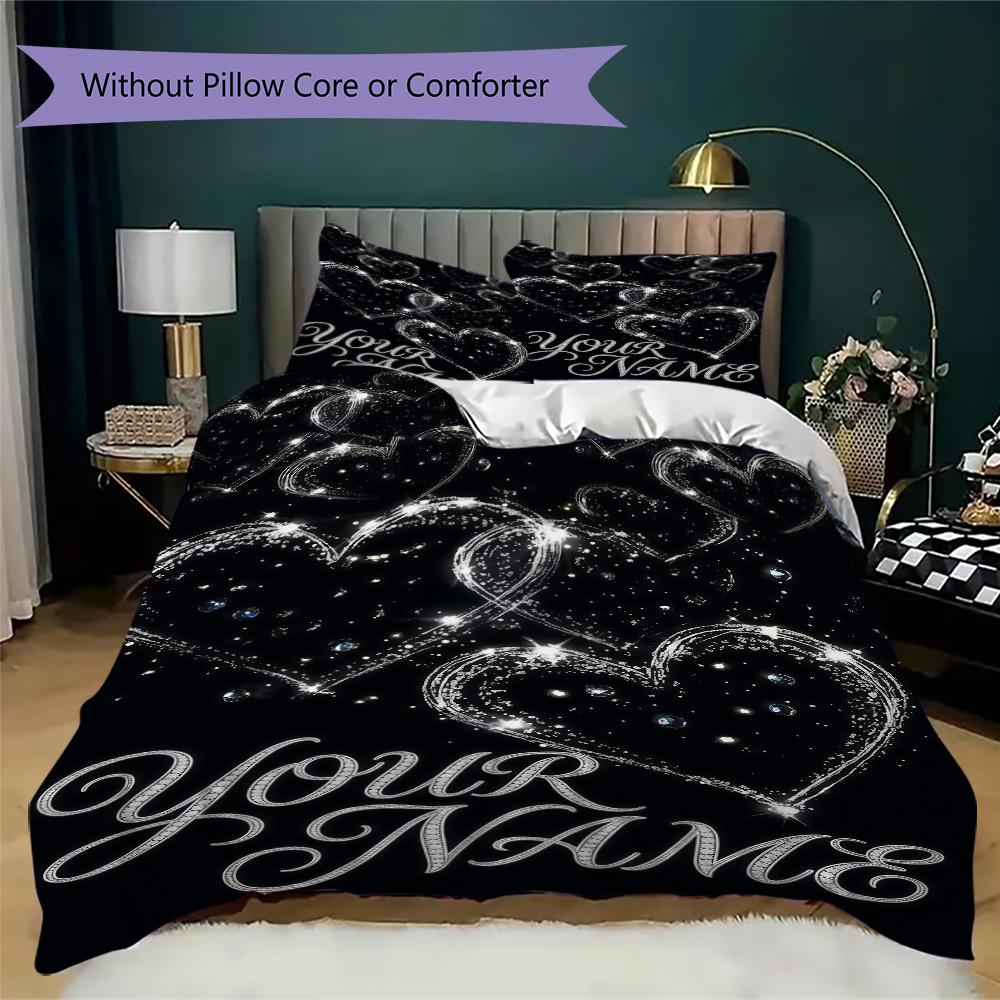 Custom Name Elegant Butterfly Lace Bedding,Quilt Set Quilt Cover Pillowcase Home Birthday Gift(1 * Duvet Cover + 2 * Pillowcase, Without Core)_lx