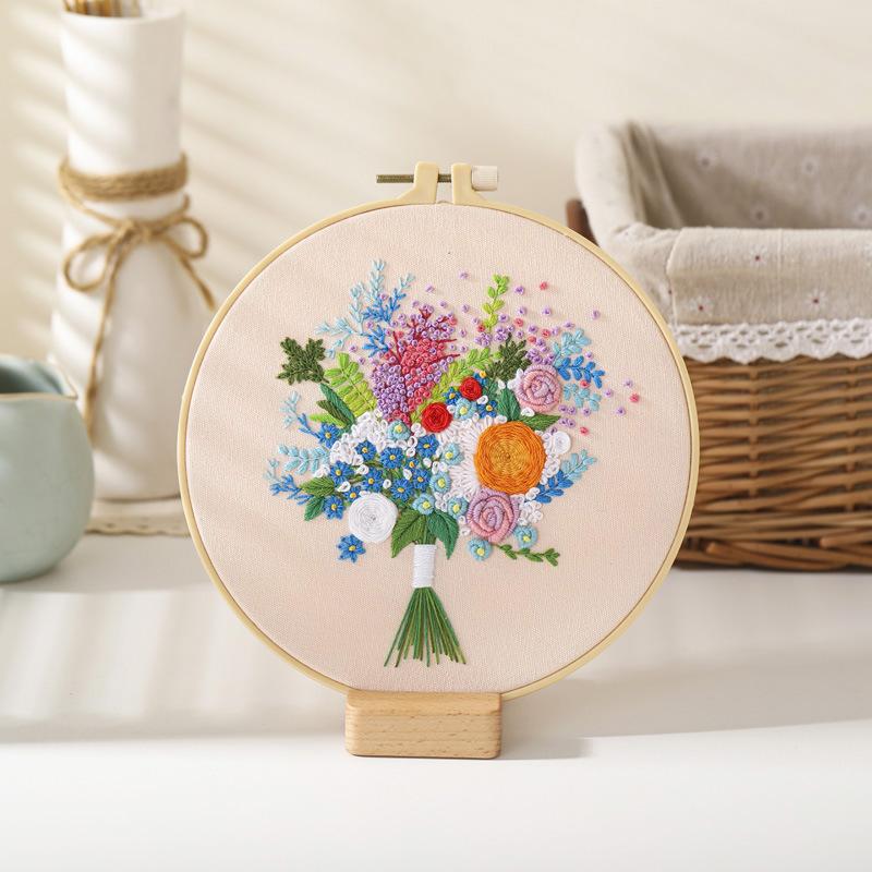 New Diy Handmade Embroidery Material Bag Flower Bouquet Hand Bouquet European Love Lover