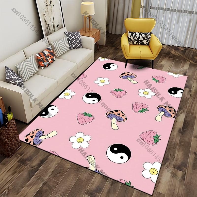 Whimsical Playful Nature Icons Carpet Yoga Living Room Room Decor Children's Crawling Mat Doormat Area Rug Games Mat