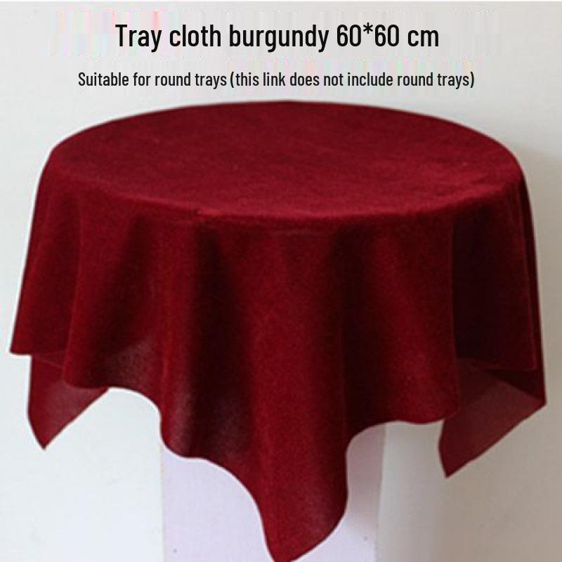 Dark Red Velvet Ceremony Tray - Small, Square, Thickened with Gold Trim for Awarding & Ribbon Cutting