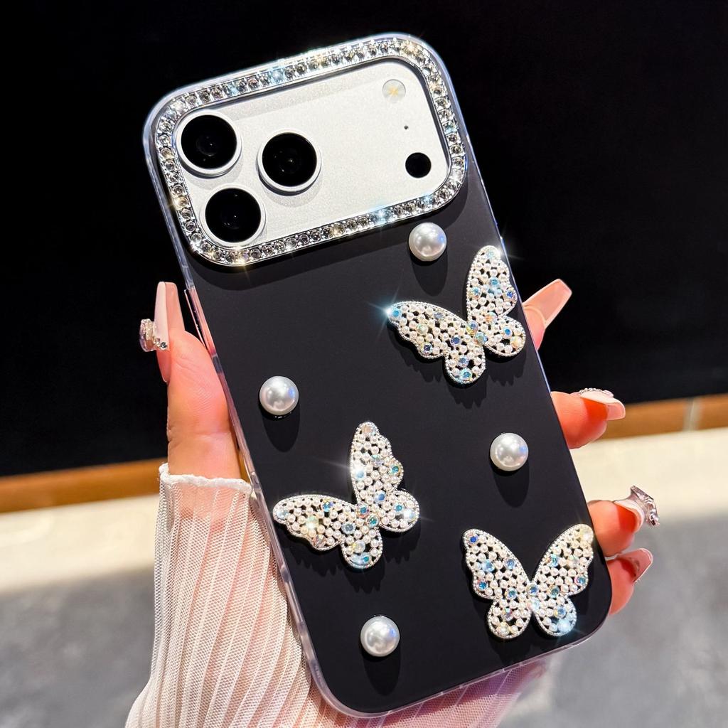 Japan and Korea IMD for iPhone17Promax Mobile Phone Case Apple 16Pro Pearl 15Pro Butterfly Case