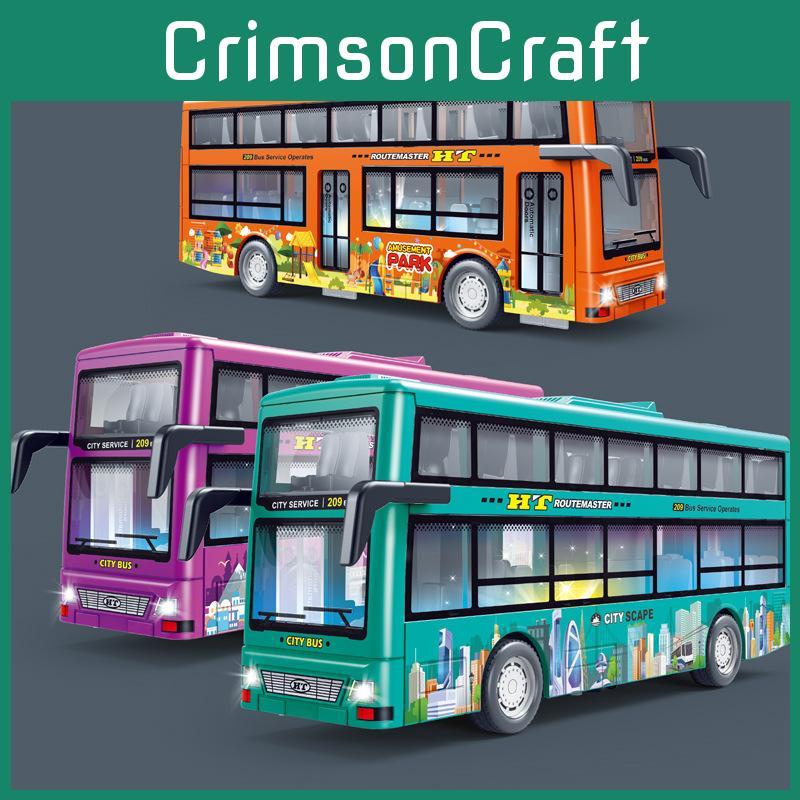 Double Bus Decker With Door Opening Inertia Toy With Lighting And Function Sound