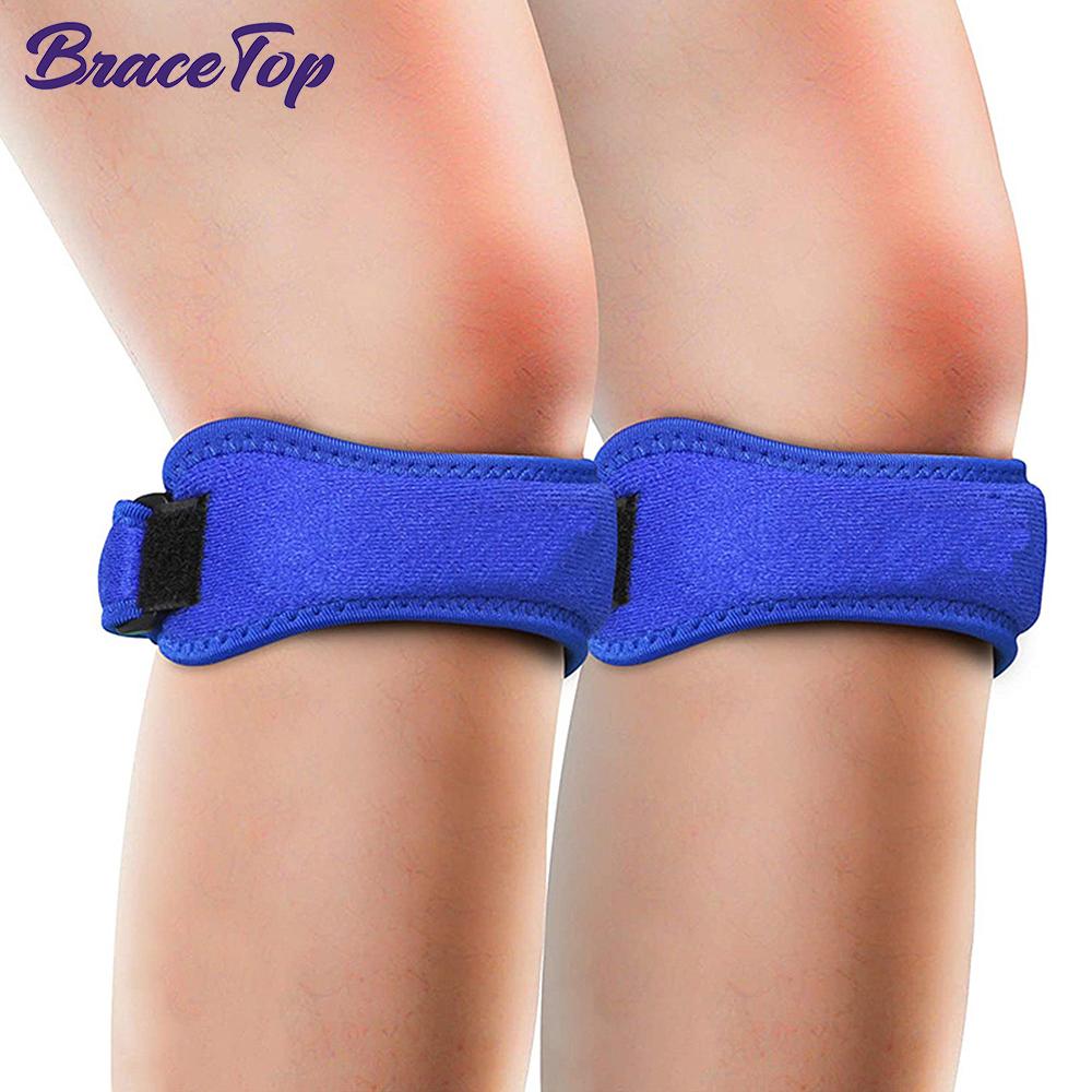 1 Pair Patella Kneecap Band Adjustable Silica Gel Knee Tendon Straps Protector Knee Pads Running Sports Cycling Gym Knee Support