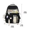 Japanese Style Cartoon Schoolbag Double Shoulder Bag with Zippers and Pockets  White