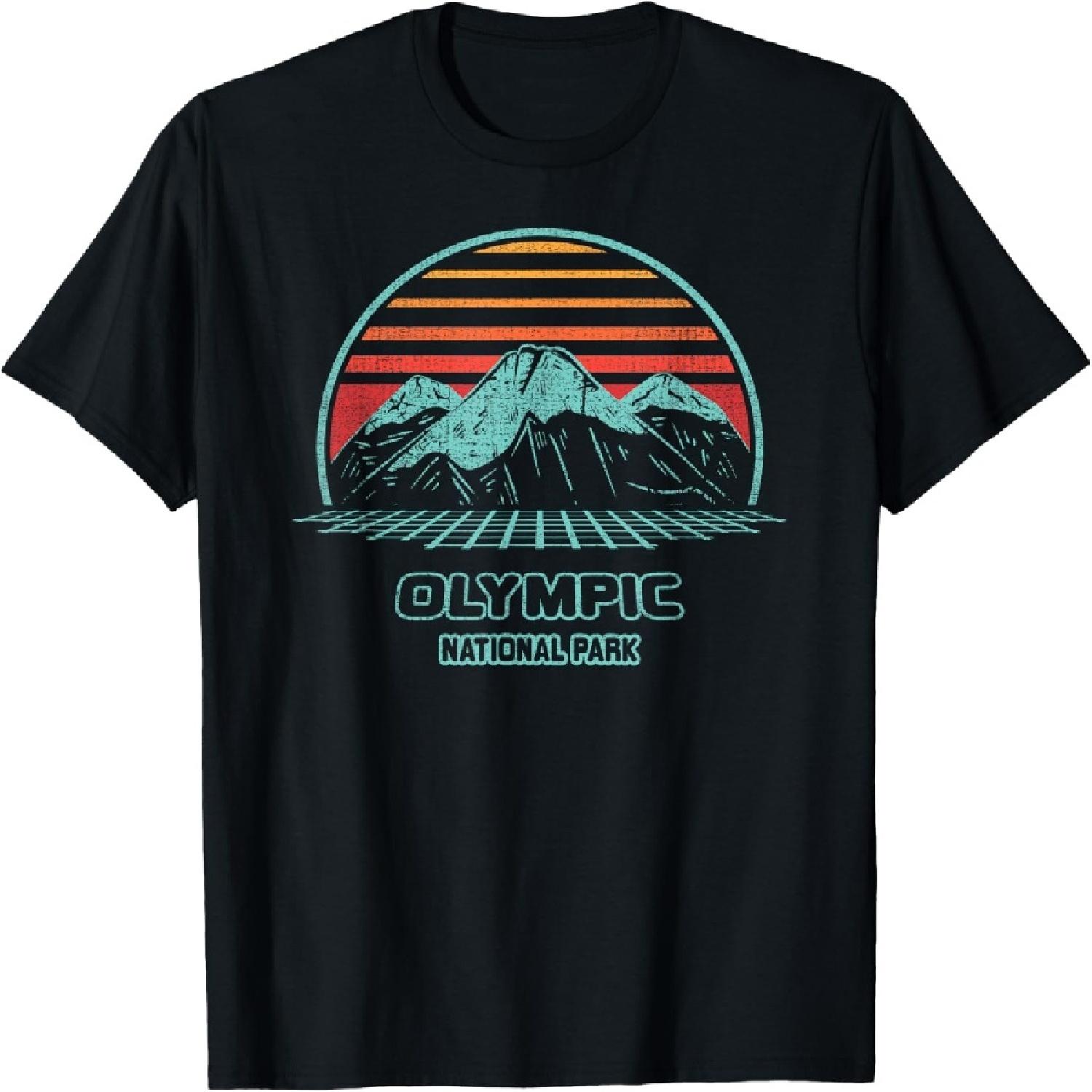 

Olympic National Park Retro Hiking Vintage 80s Style T-Shirt XXXXXL різнокольоровий
