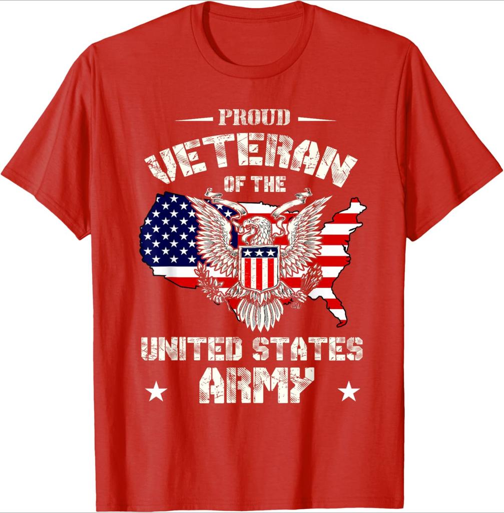 Proud Veteran of the US ArmyUSA Flag Soldier Veteran design100cotton summer Oneck short sleeve printed mens Tshirt