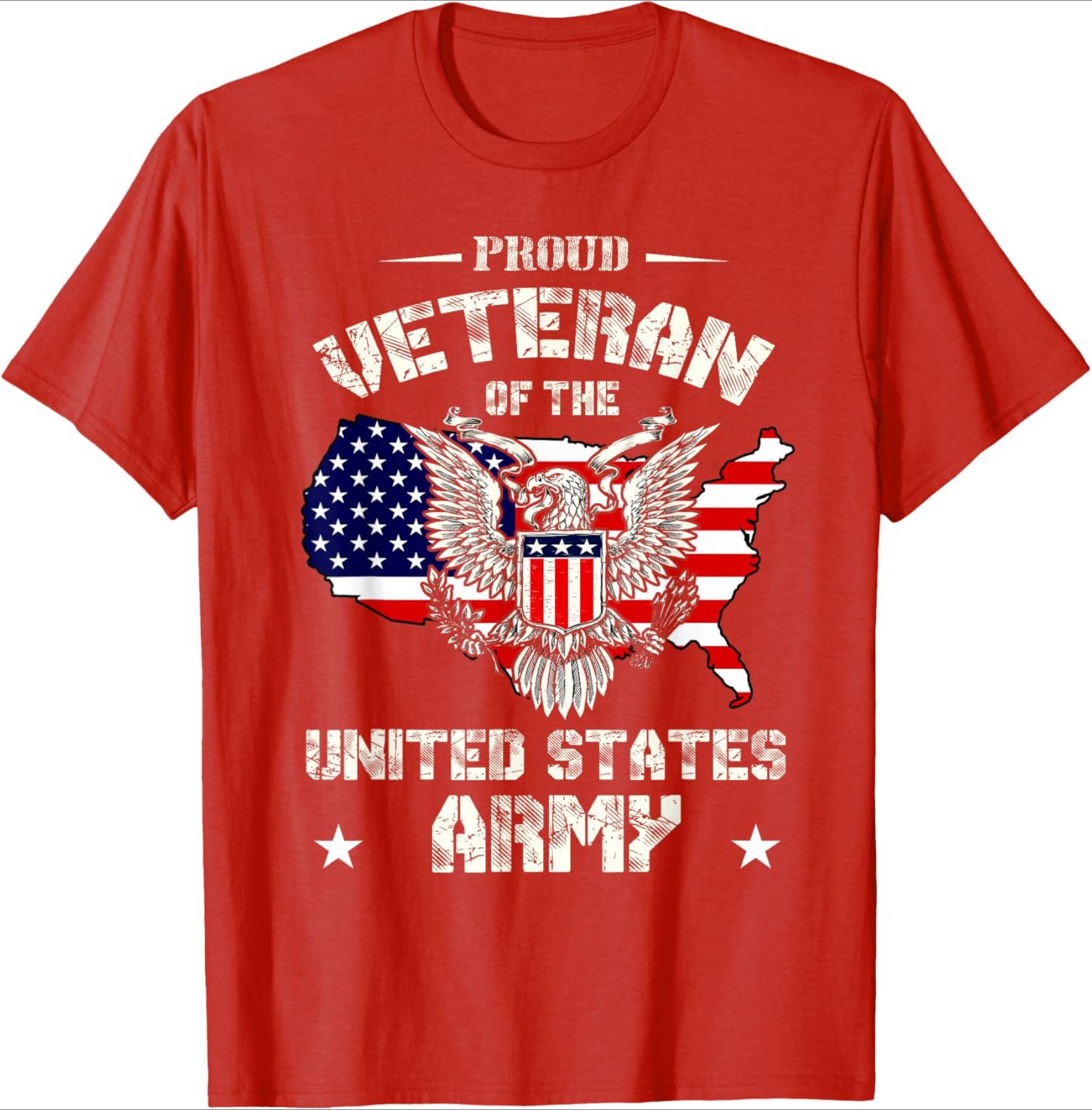 Proud Veteran of the US ArmyUSA Flag Soldier Veteran design100cotton summer Oneck short sleeve printed mens Tshirt S