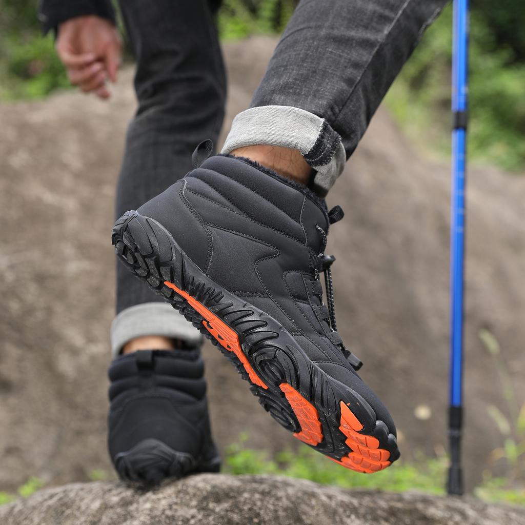 Mens Winter Trekking Snow Boots Fur Lined Winter Snow Boots Water Resistant Shoes Anti-Slip Warm Casual Lightweight Hiking Boots