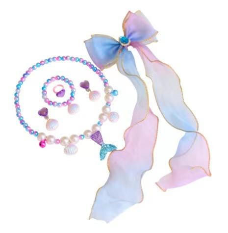 Children'S Princess Crown Accessories Necklace Set Bag Accessories Mermaid Generation Children'S Birthday Gift Jewelry