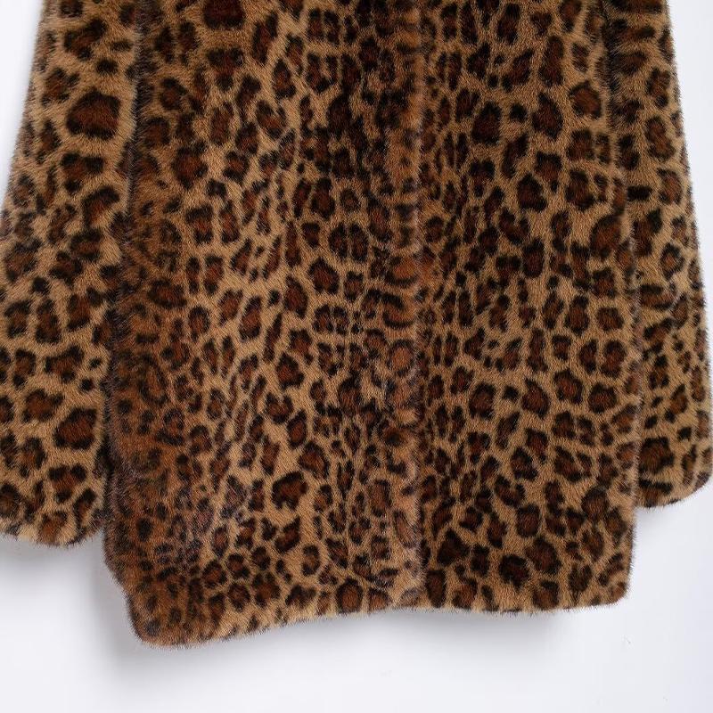 Damenmode Bedruckte Kunstpelzmäntel mit verdeckter Knopfleiste Vintage O-Ausschnitt Lange Ärmel Weibliche Schicke Damen-Outfits