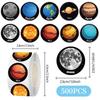 500 Universe Planets Sticker Roll for Kids - English Reward & Diary Sealing Stickers