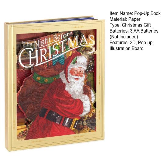 The Night Before Christmas Pop-Up Book Christmas Music Storybook with Light And