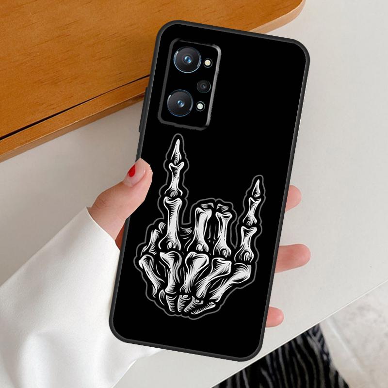 Skeleton Middle Finger For Realme C67 C55 C53 C51 C35 C33 C31 C30 C25s C21Y GT Neo 6 GT5 9 10 11 12 Pro Plus Case