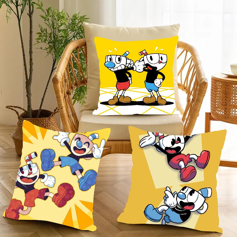 Funny Game C-Cuphead Pillow Case Applicable Space For Guest Rooms Interiors Cars Office House Decoration