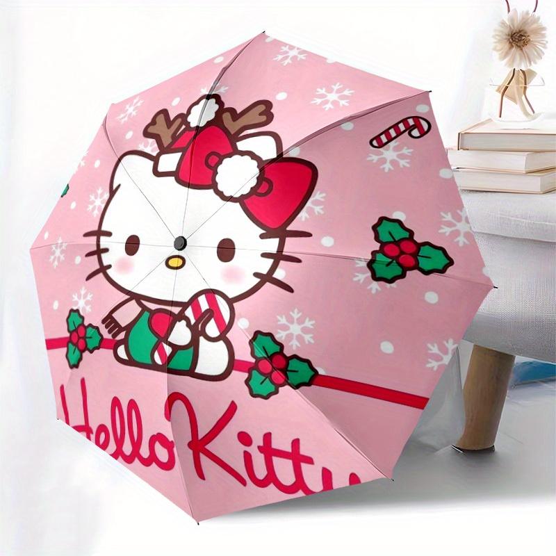 1pc Christmas Hello Kitty Candy Cane Umbrella with Plastic Handle,Suitable for All Seasons Home Travel Outdoor UmbrellaSanlio595