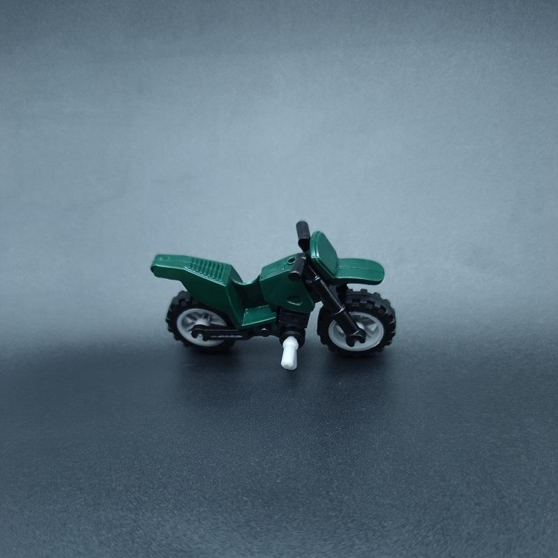 Green Dirt Bike Motorcycle Mini Action Figures Military Attachments Transport Equipment Constructing Blocks Brick Learning-Focused Toys