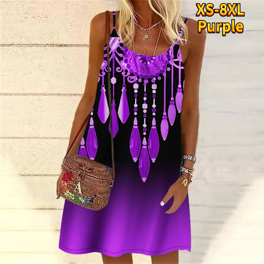 Women Flower Diamond Necklace Print Printed Mini Dress Sleeveless Party Dress Summer Beach Dress Sundress