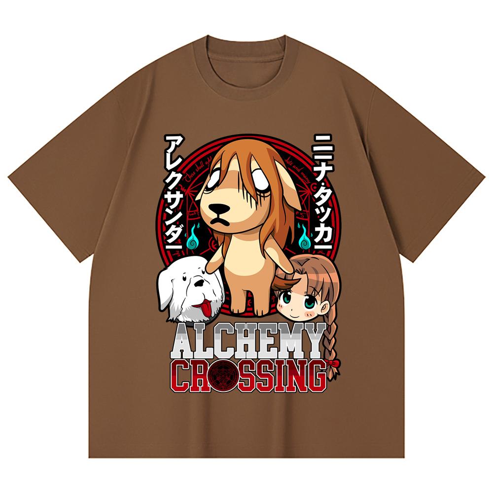 230 Gsm 100% Cotton Fullmetal Alchemist V5 Alchemy Crossing Print Unisex Heavy Cotton T Shirt