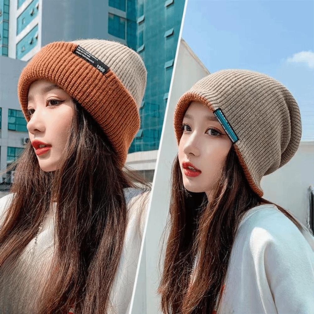 Korean Style Knitted Hat Breathable All-match Hat Cozy Double-faced Hat  Female Use