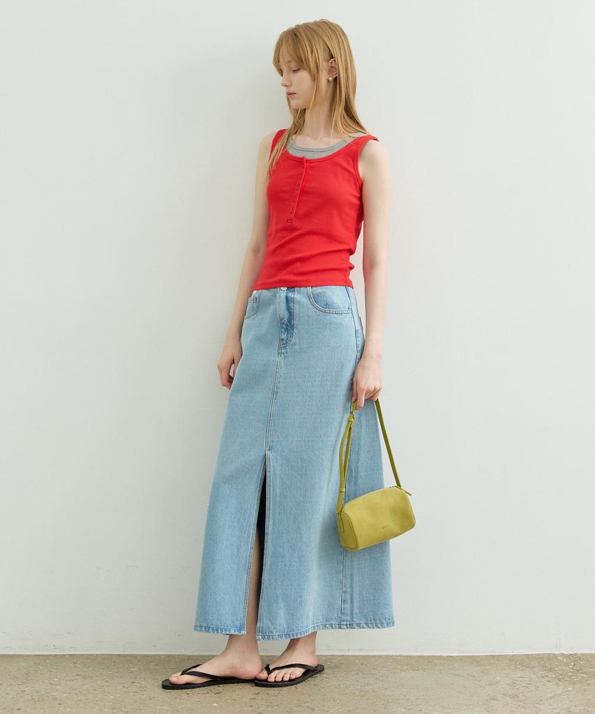 ARTID Slit Denim Long Skirt_Blue