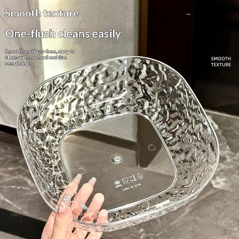 Clear Hammered Plastic Fruit Bowls Shatter Resistant Large Capacity For Kitchen Counter Fruits Veggies Snacks