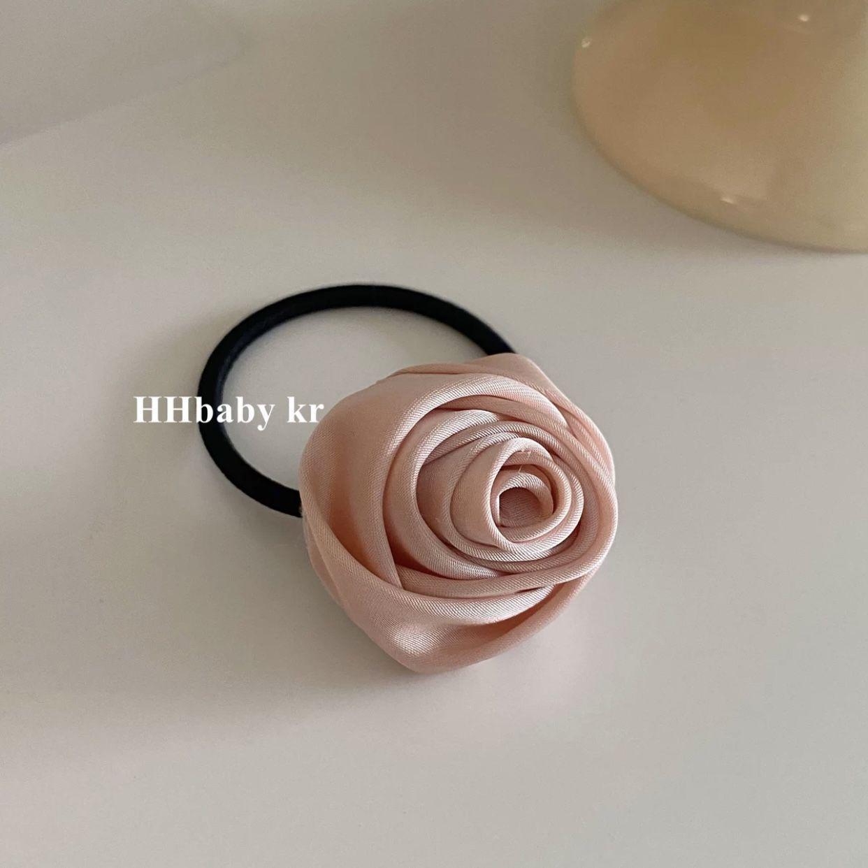 French Satin Rose Hair Tie: Elegant, Fairy-Inspired, Retro-Style Accessory