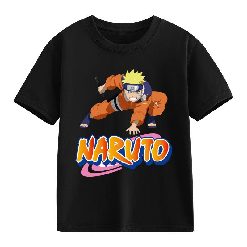 Maglietta Naruto Bambini Uzumaki Uchiha Sasuke Hatake Kakashi Stampa Personaggio Anime Cotone Manica Corta Ragazzi Ragazze Top Rotondi Larghi