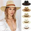 Elegant Wide Brimmed Straw Hat Handwoven Breathable Ethnic Straw Hat Holiday Vacation Hat Western Sun Hat