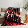Red Sports Car & City Print Flannel Blanket – Cartoon Theme, All-Season Cozy Throw – Perfect Gift for Home & Office