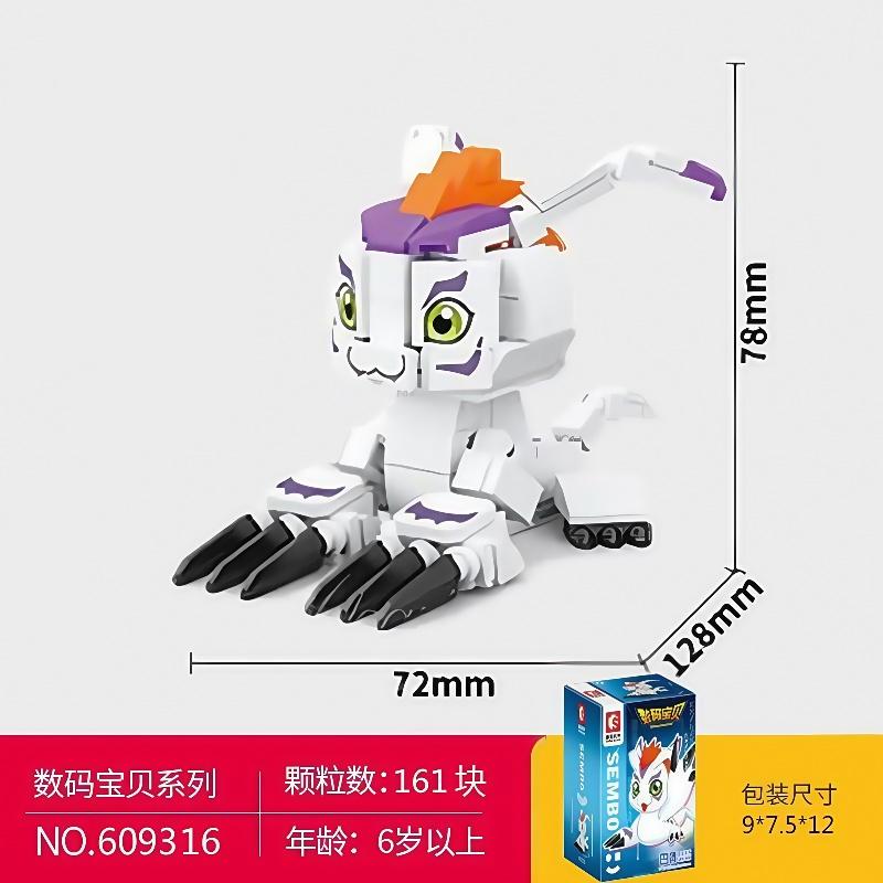 SEMBO Digimon Building Blocks Anime Agumon Gabumon Gabumon Palmon Small Particle Assembled Toys Model Ornament Children's Gift