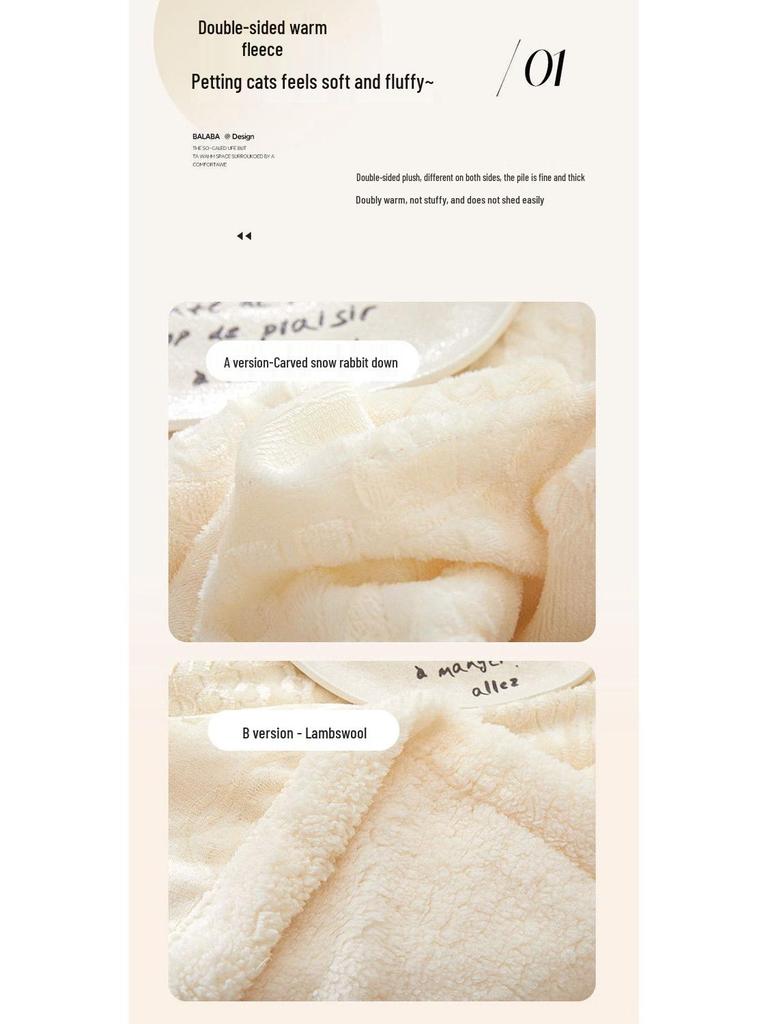 G5Z Coral Fleece Office Nap Blanket - Snow Rabbit Velvet Jacquard Shawl