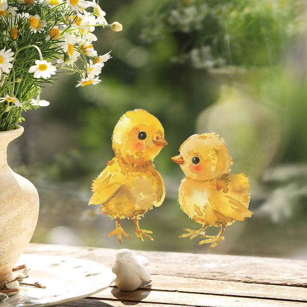 Watercolor Yellow Duck Balcony Glass Doors and Windows Home Beautification Decorative Window Stickers