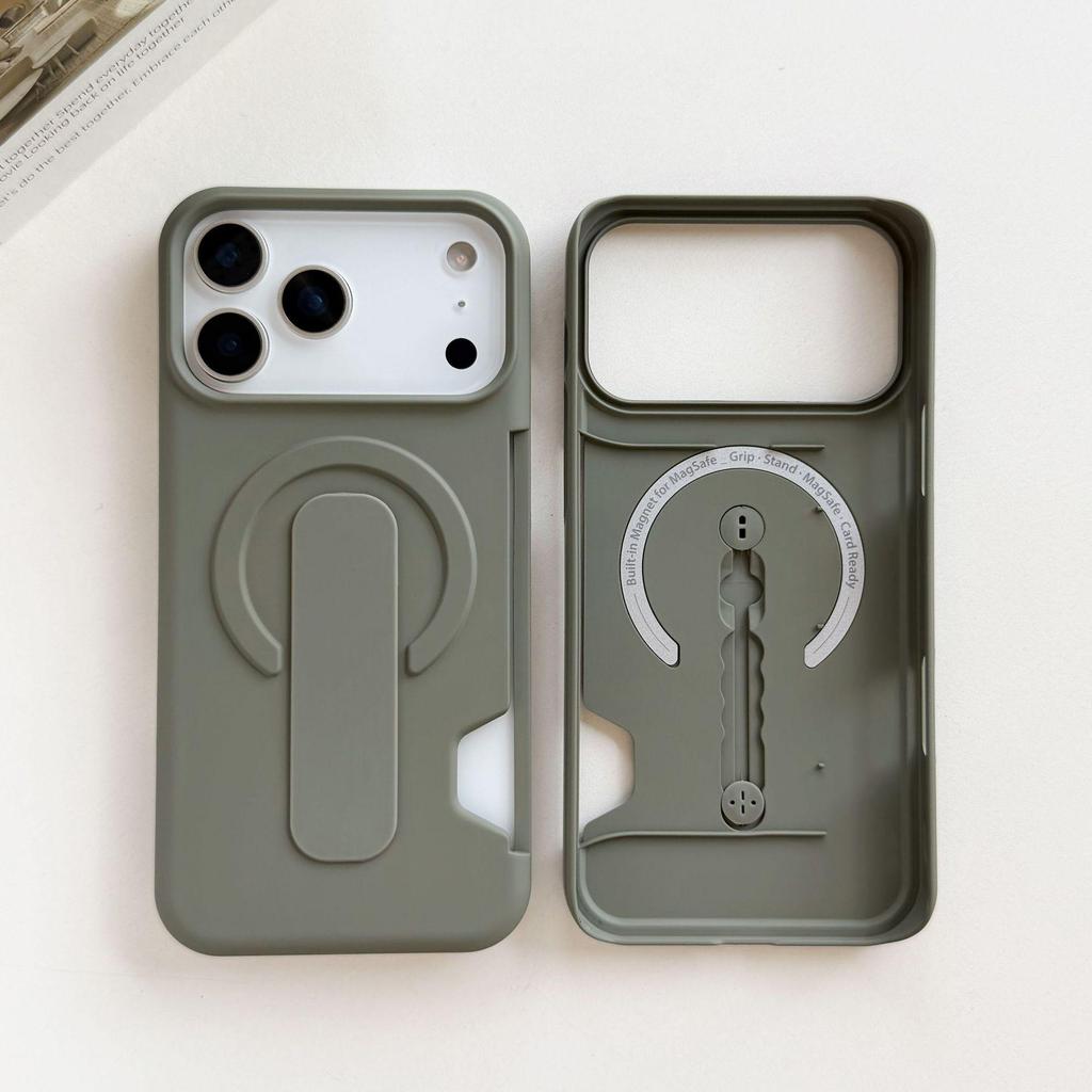 Matowe Magnetyczne Etui Apple 17 Pro Max z Niewidocznym Stojakiem i Uchwytem na Karty do iPhone 16/15/14